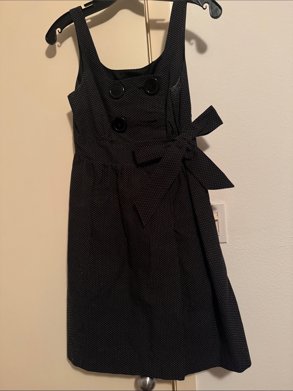 TIBI New York Black Polka Dot Sleeveless Tie-Waist Midi Dress